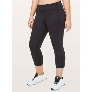 Lululemon Speed Up 21" Crop Running Leggings Black Luxtreme Women Size 10 W6AK4S